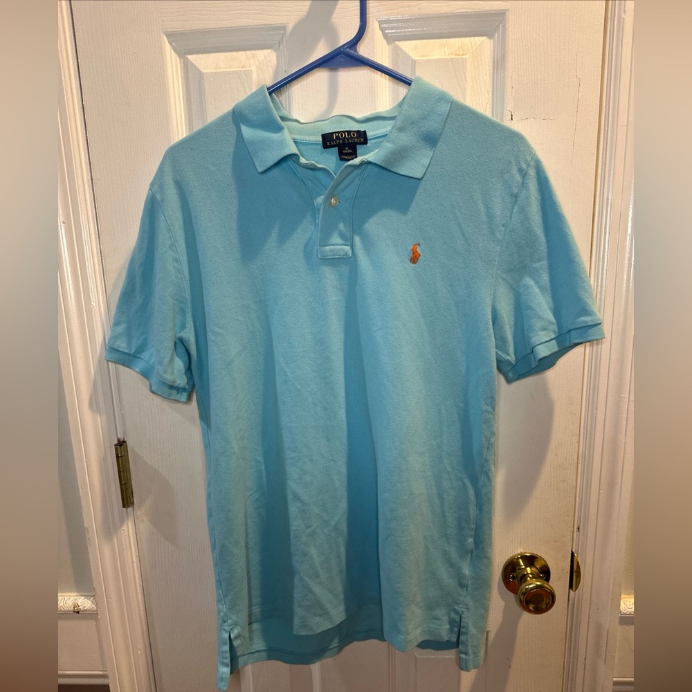 Polo Ralph Lauren Boys XL (18-20) Polo Aqua Blue Short‎ Sleeve 100% Cotton